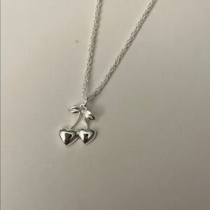 Chic Silver Cherry Pendant Necklace